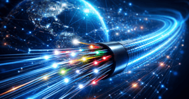 Fiber optic cable transmitting digital data