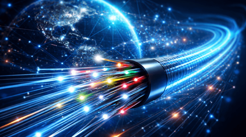 Fiber optic cable transmitting digital data
