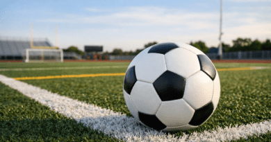 Soccer ball on high school field
