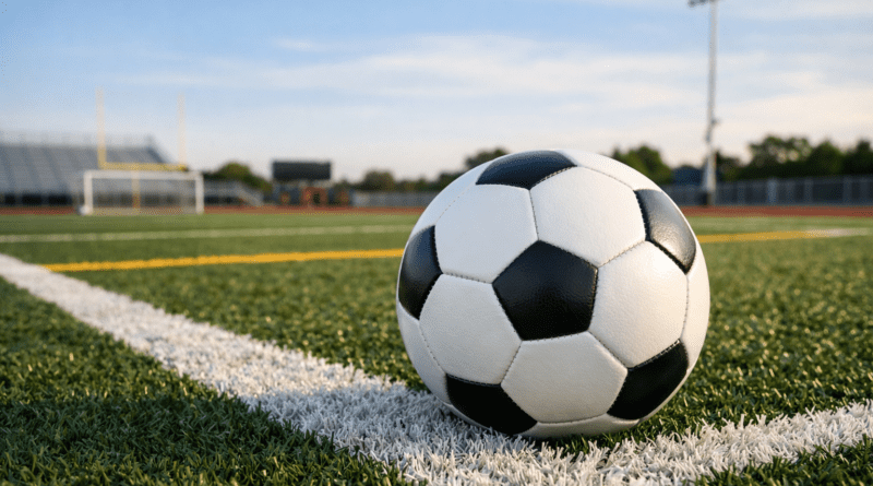 Soccer ball on high school field