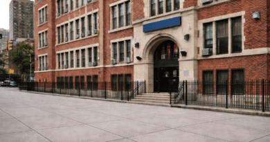 Close up of school building in NY.