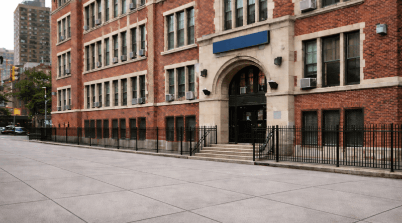 Close up of school building in NY.