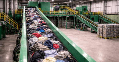 Textile recycling plant conveyor belt.