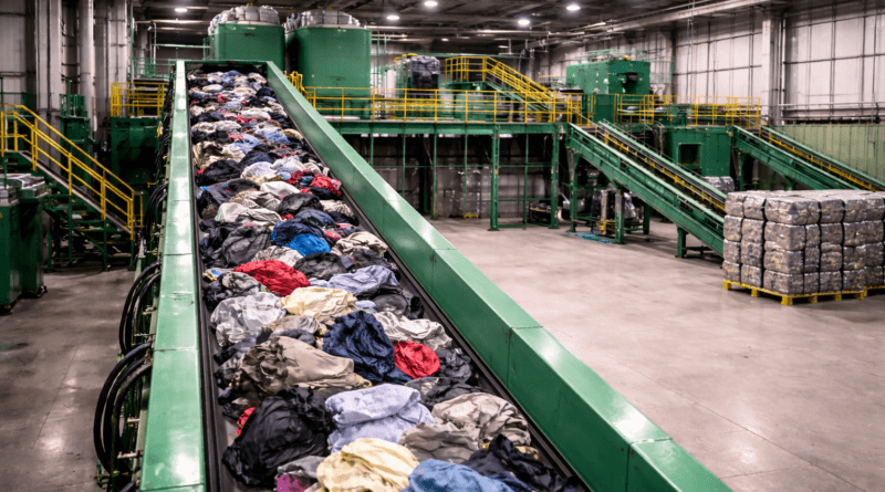 Textile recycling plant conveyor belt.