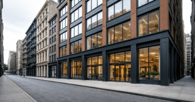 Modern building with large glass windows