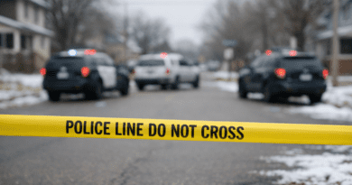 Police scene with caution tape.