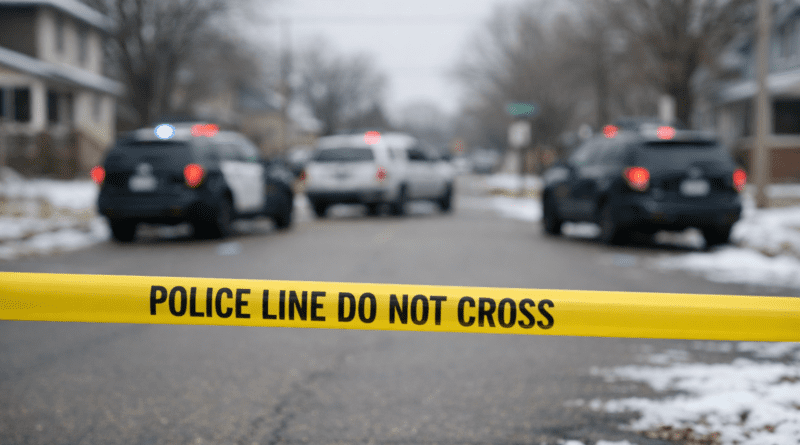 Police scene with caution tape.