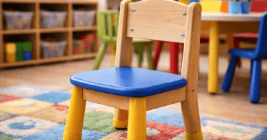 Colorful children's chair in classroom