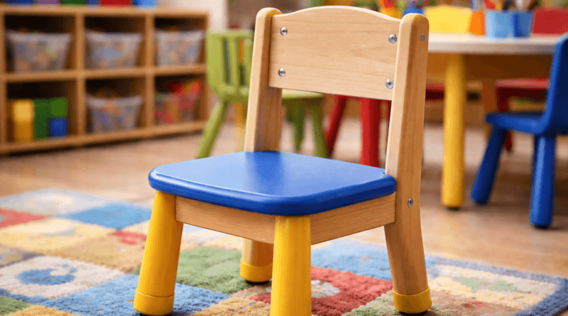 Colorful children's chair in classroom