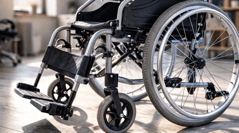 Close-up of a wheelchair in room