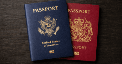 Two passports: USA and UK.
